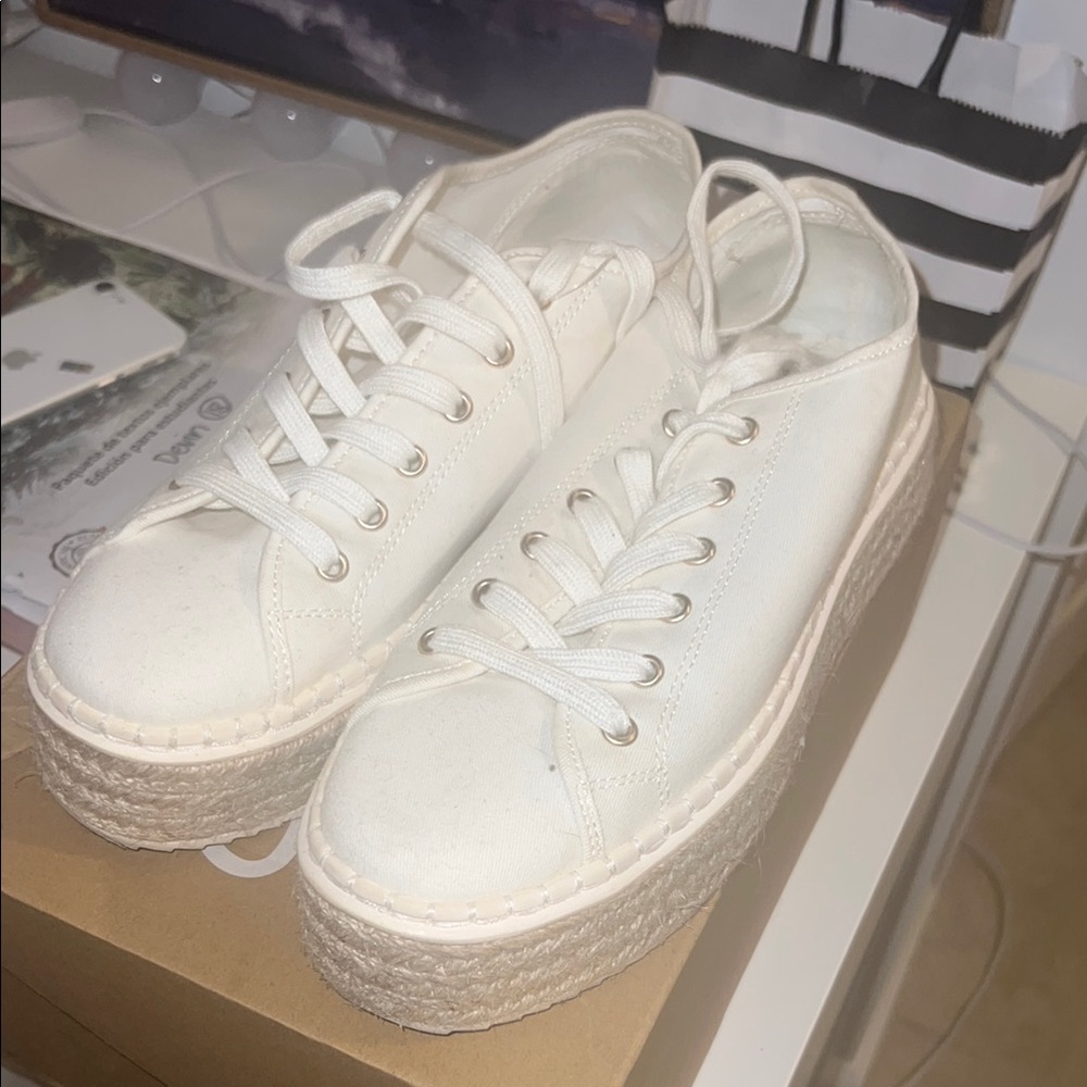 Women's White Platform Sneakers